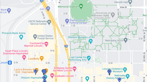 Map of downtown Lincoln, Nebraska